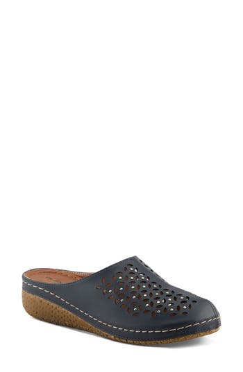 Flexus By Spring Step Laser-cut Mule In Navy