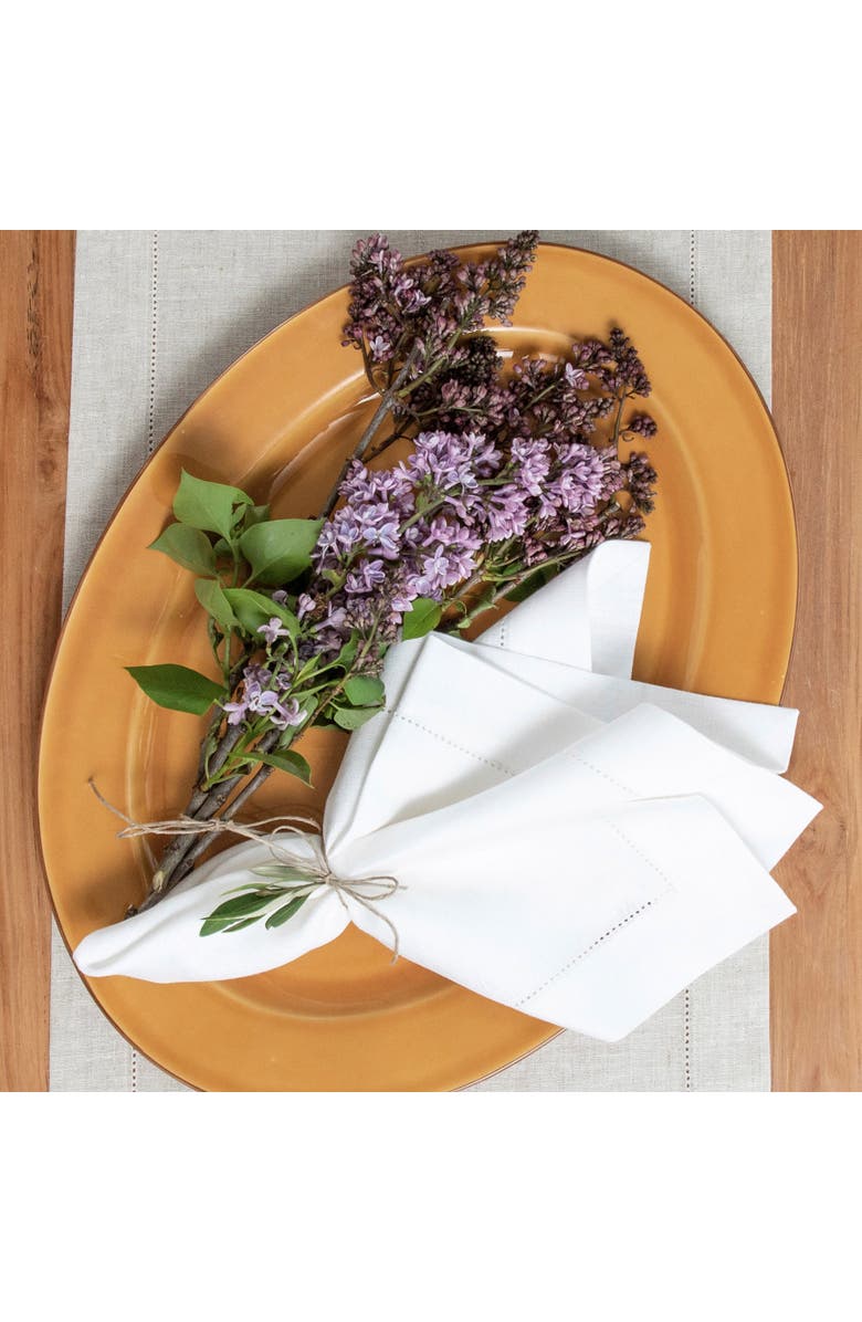 Solino Home Linen Dinner Napkins - Medium Weight Hemstitch, 20" x 20", Alternate, color, White