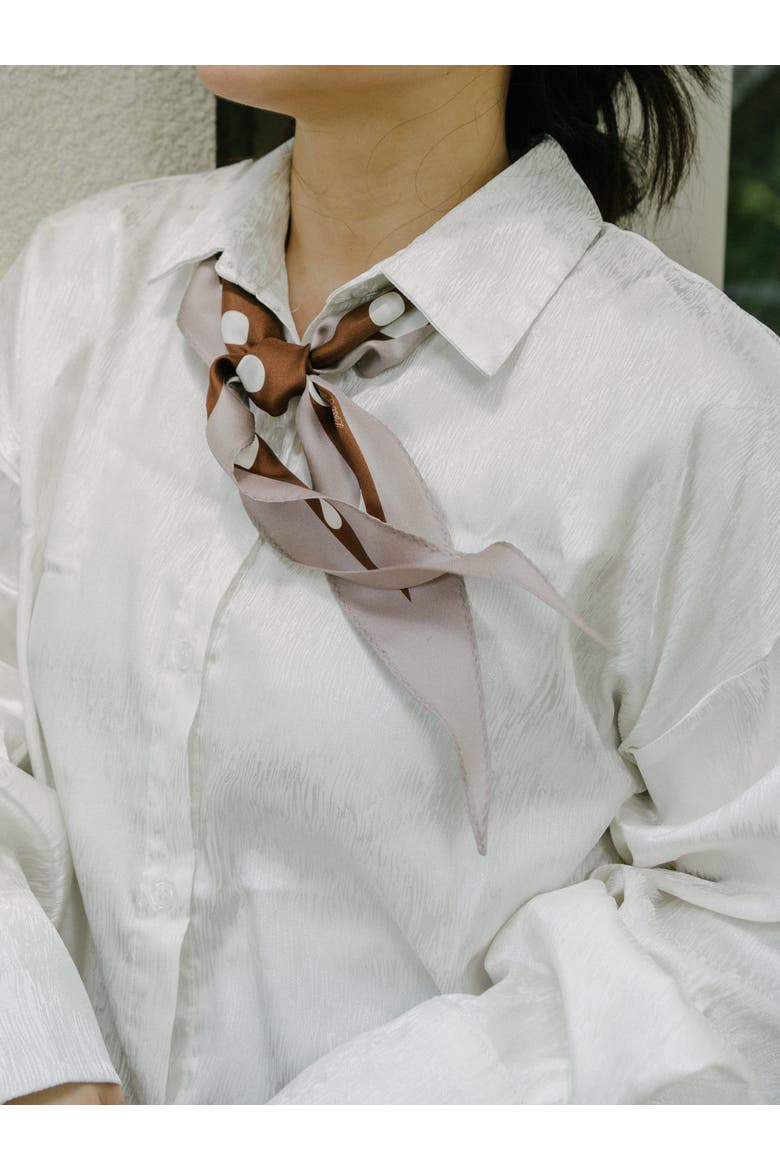 "Retro Polka" Silk Diamond Neckerchief, Alternate, color, Coffee