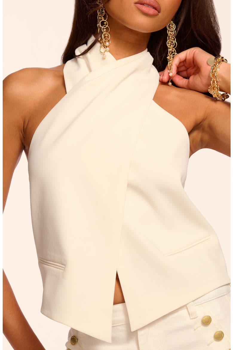 Andie Cross Front Halter Top, Alternate, color, IVORY