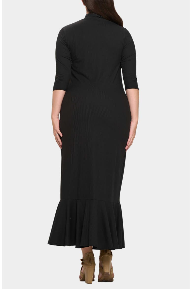 Nicole Cutout Turtleneck Rib Maxi Dress, Alternate, color, BLACK
