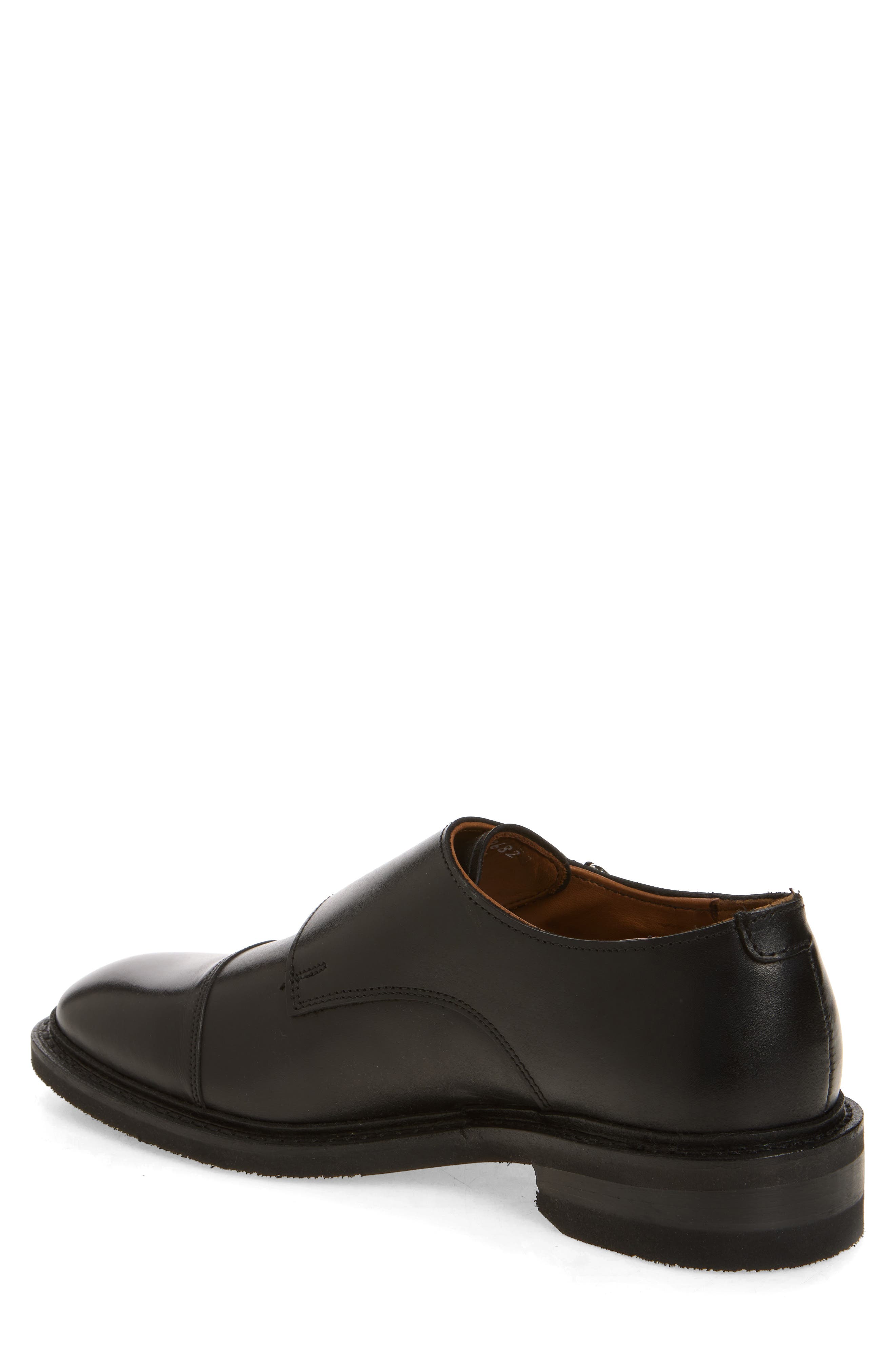 Richards Cap Toe Monk Strap Shoe, Alternate, color, BLACK