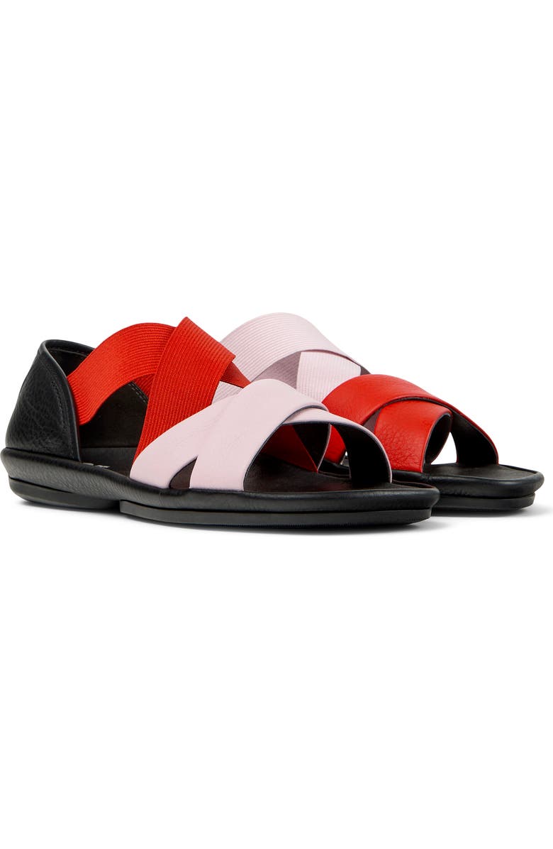 Camper Right Isla Cross Strap Sandal, Main, color, Multi - Dark Red