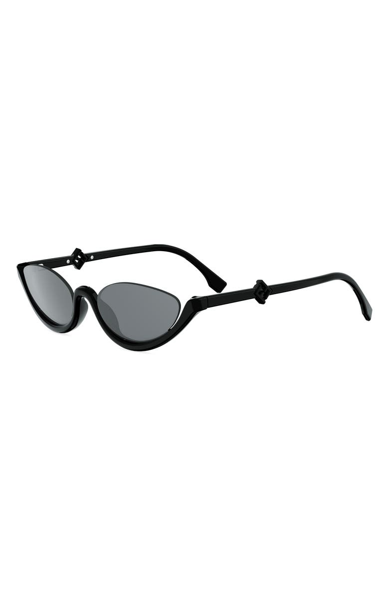 Fendi FF Diamonds 53mm Oval Sunglasses, Alternate, color, Shiny Black / Smoke