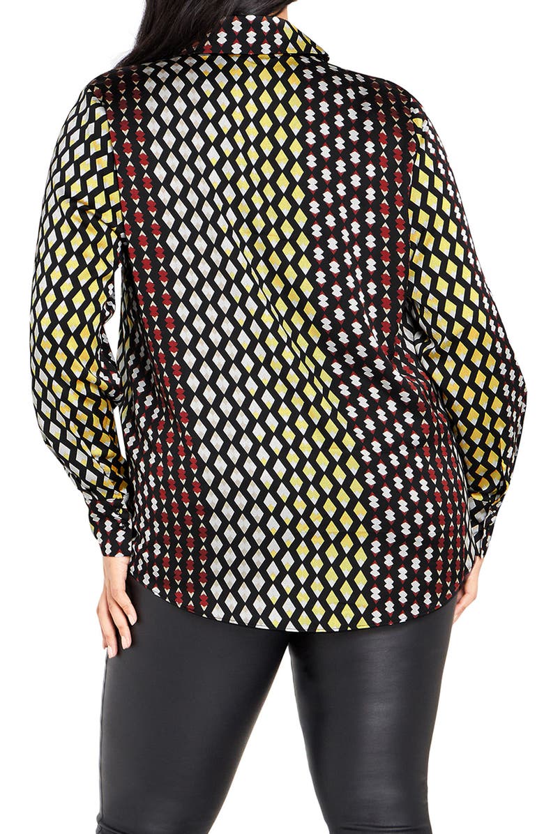 City Chic Genevieve Mix Print Long Sleeve Shirt, Alternate, color,