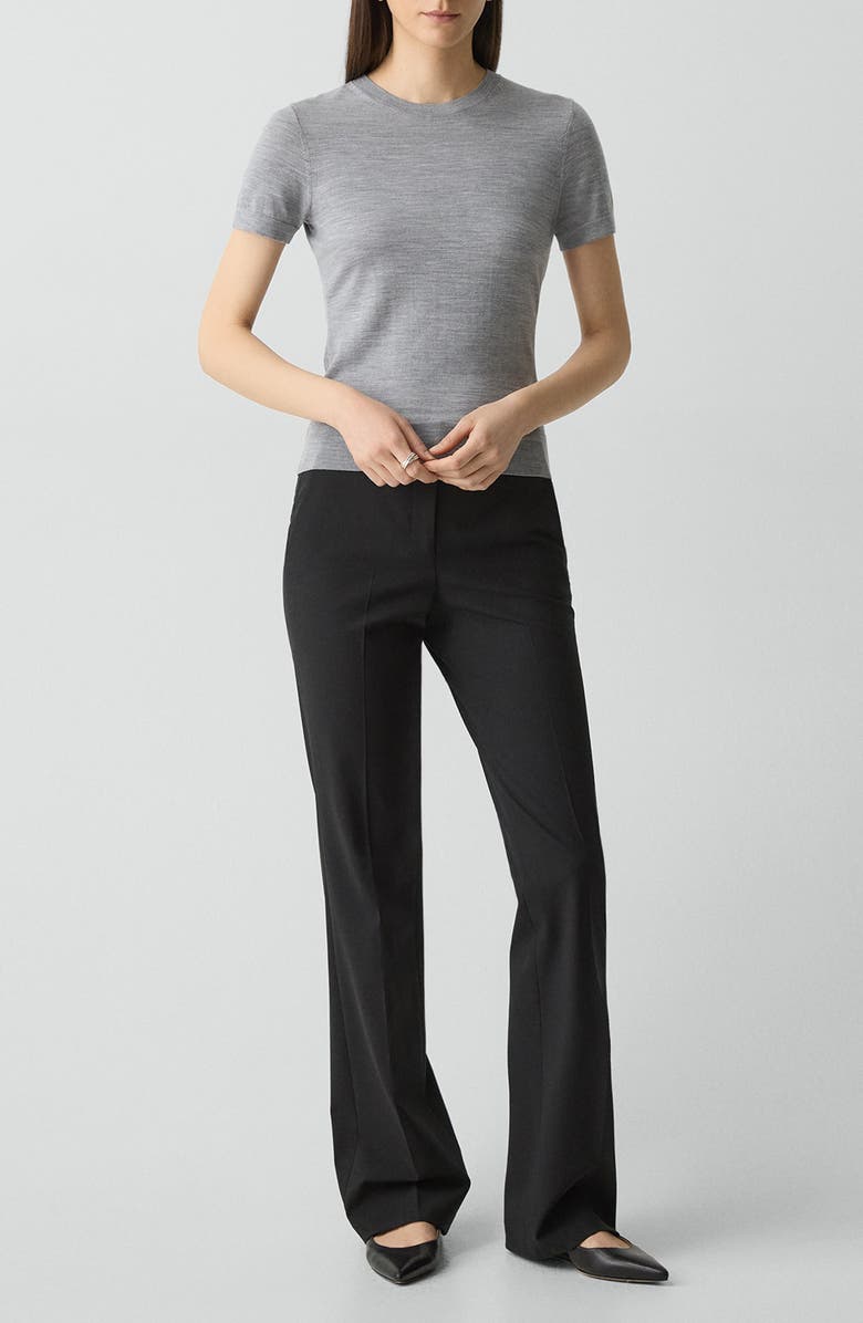 Theory Regal Short Sleeve Wool Sweater, Alternate, color, Cool Heather Grey - Wm1