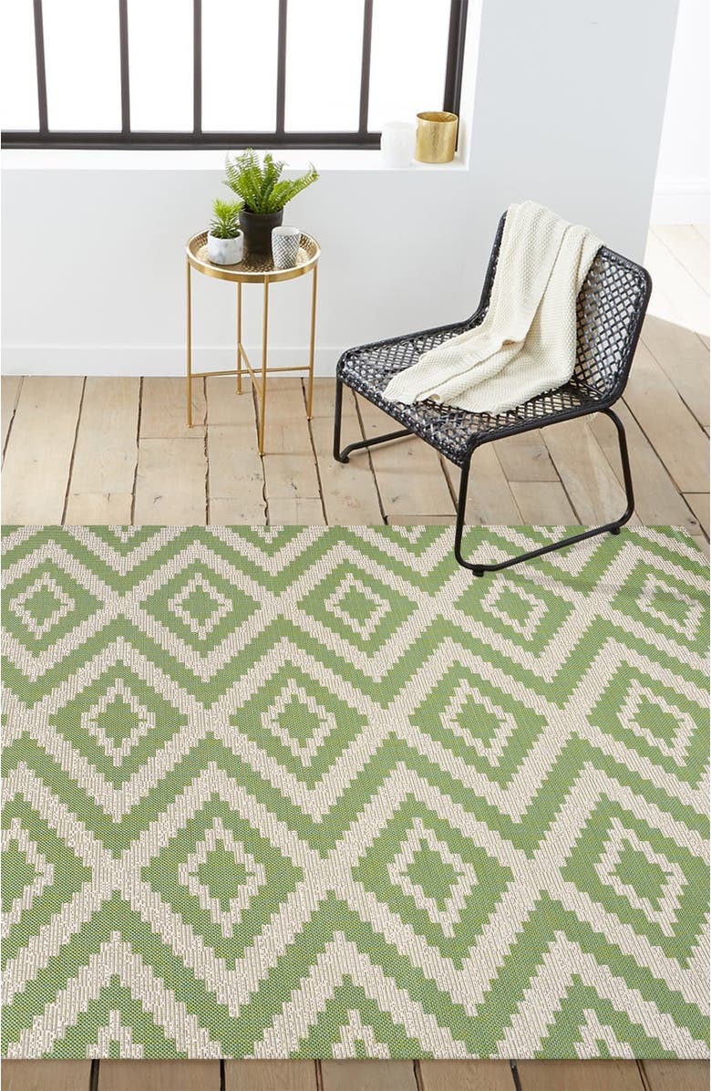 JONATHAN Y Sintra Diamond Indoor/Outdoor Area Rug, Alternate, color, Green/Cream