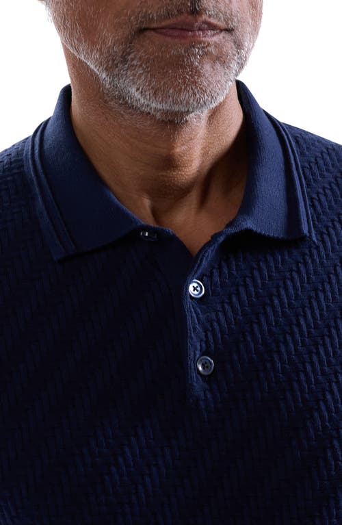 Bugatchi Basket Stitch Cotton Blend Polo Sweater