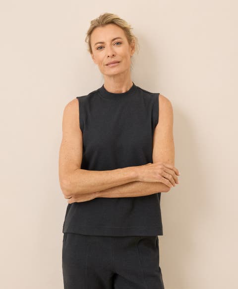 Organic Cotton Airplane Mock Neck Shell