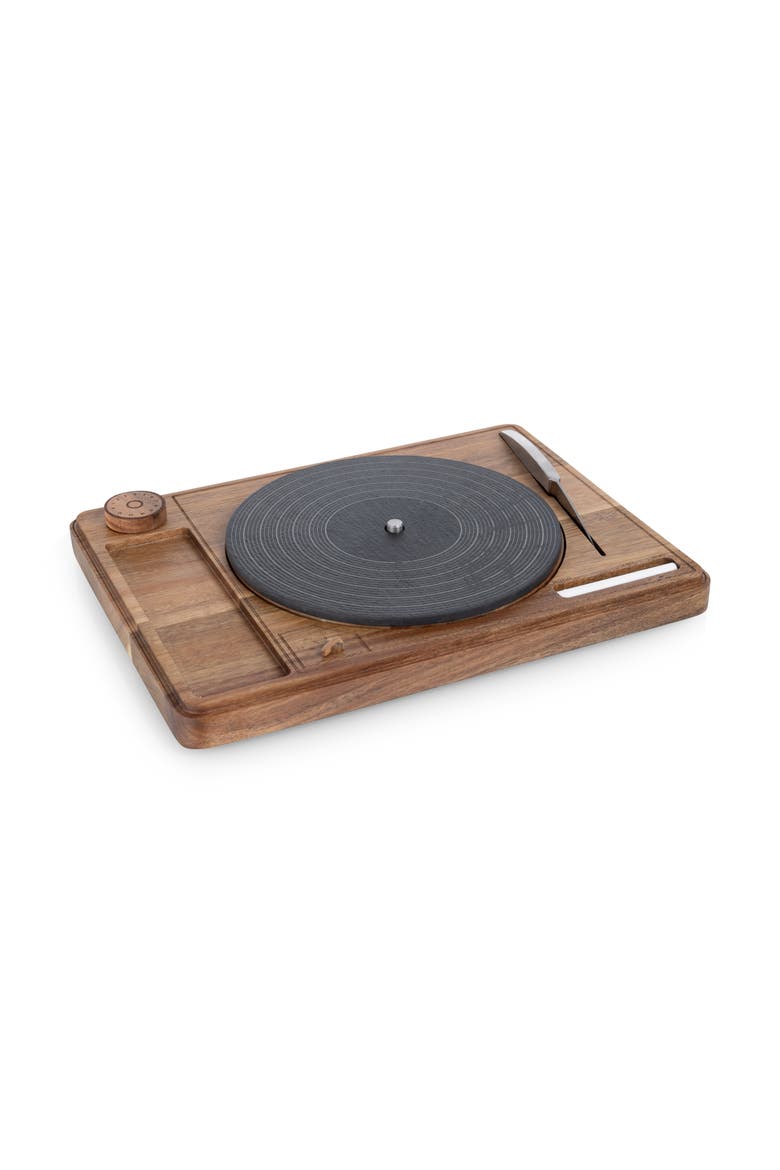 Turntable Acacia and Slate Cheese Board with Knife, Main, color, Acacia Wood