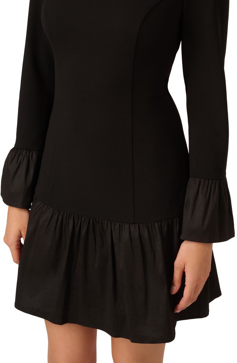 Adrianna Papell Long Sleeve Crepe & Taffeta Minidress, Alternate, color, 