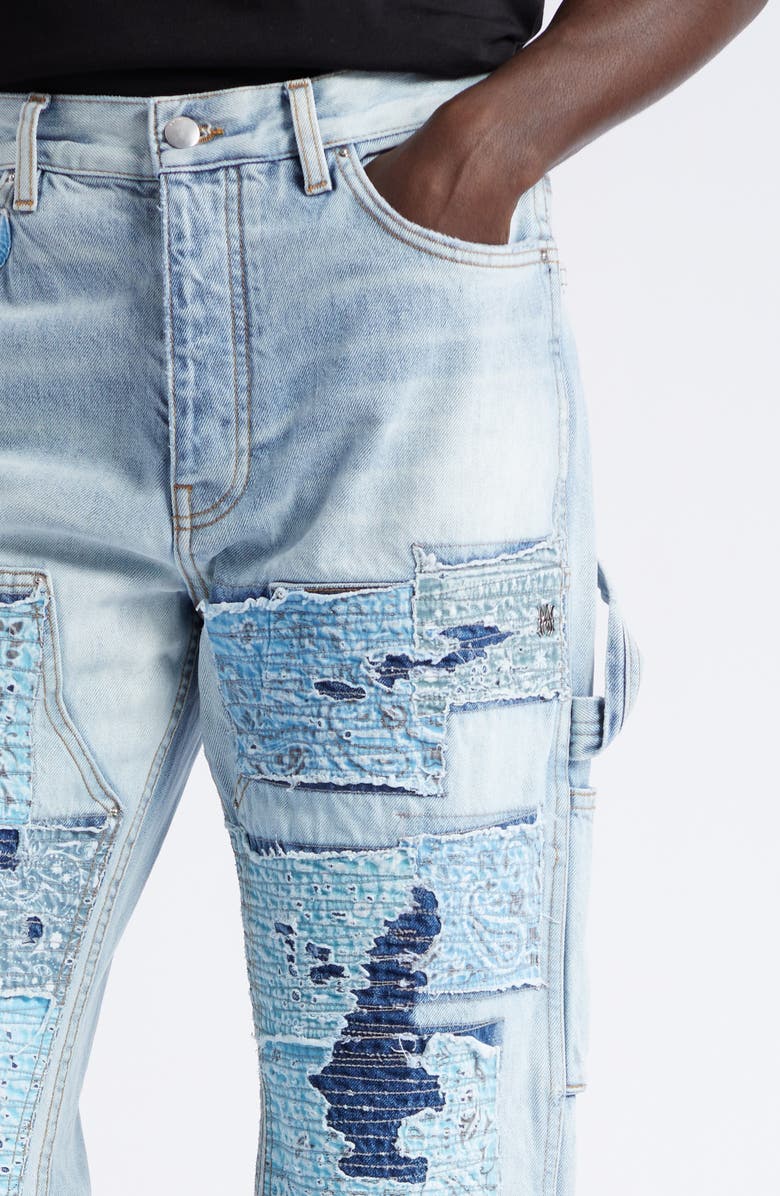 AMIRI Patchwork Bandana Carpenter Jeans, Alternate, color, 