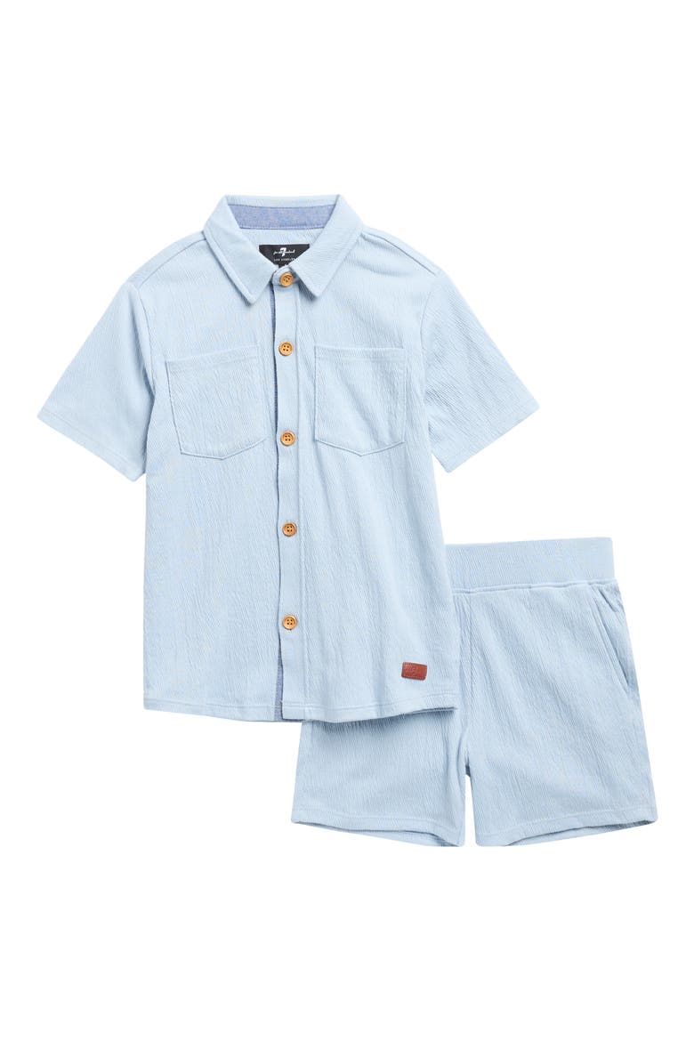 Kids' Coordinated Twill Button Front Shirt & Shorts Set, Main, color, LIGHT BLUE