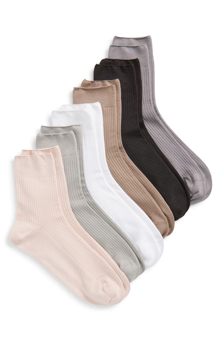 MUK LUKS Assorted 6-Pack Crew Socks, Main, color, Neutral Pack