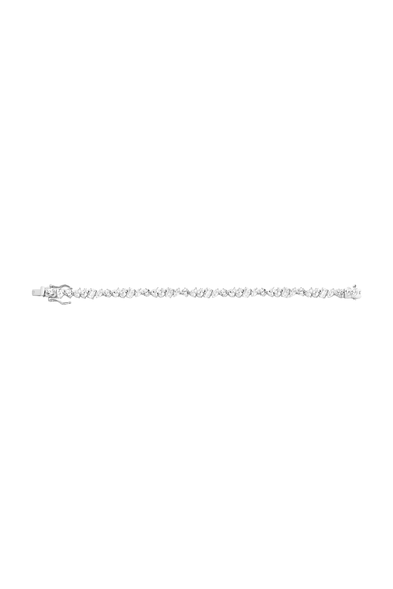 Lab Grown White Sapphire Mixed Shape Tennis Bracelet, Alternate, color, White Gold Vermeil