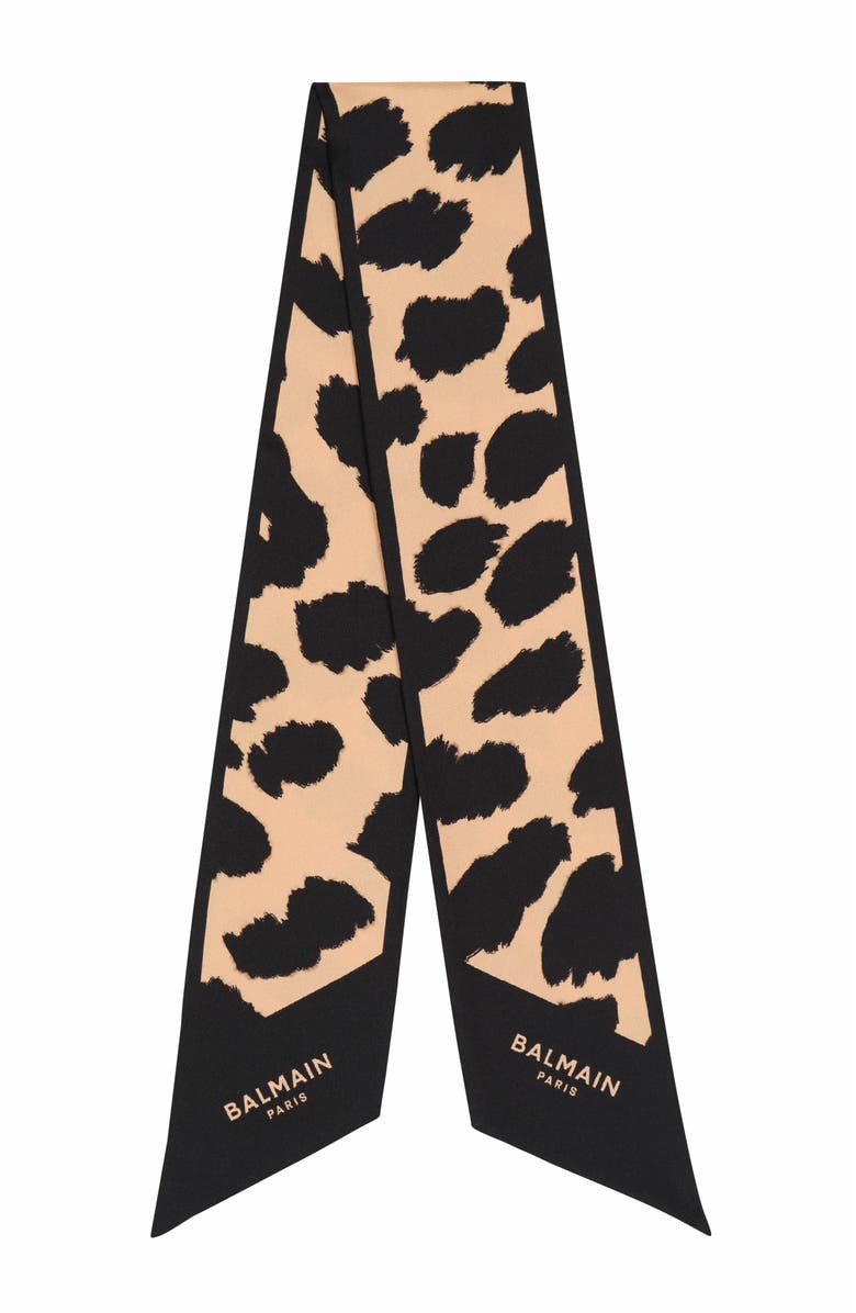 Balmain Leopard Print Silk Bandana, Main, color,