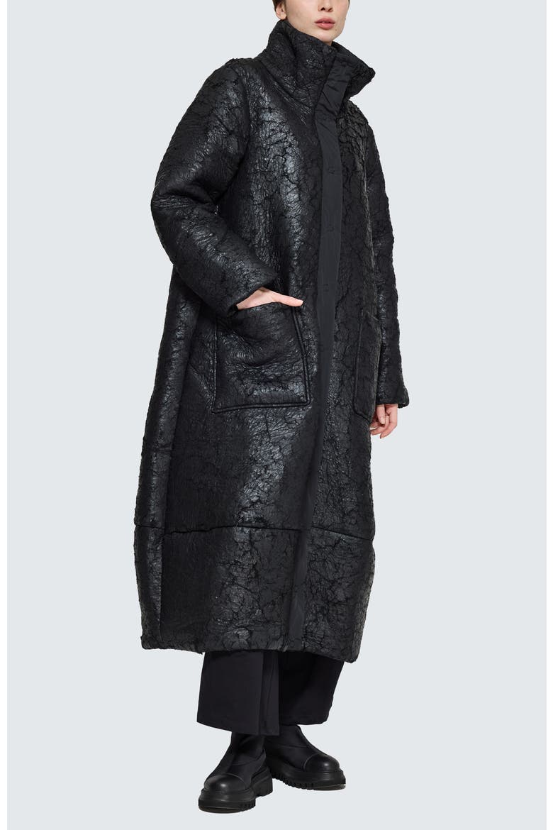 Fiora Voluminous Coat & Hand Muff, Main, color, Black