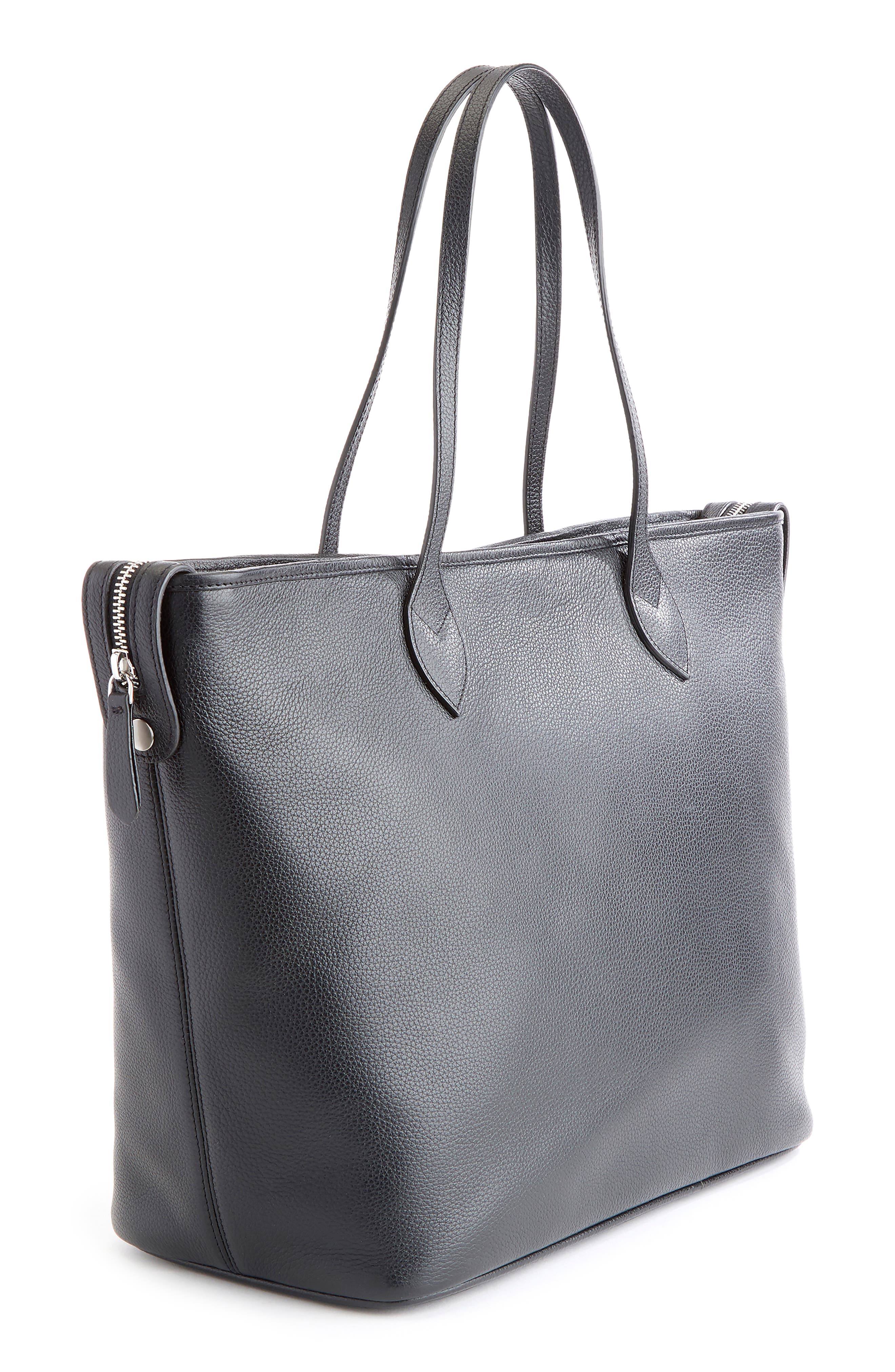 ROYCE New York Personalized Leather Tote with Wristlet, Alternate, color, Black- Deboss