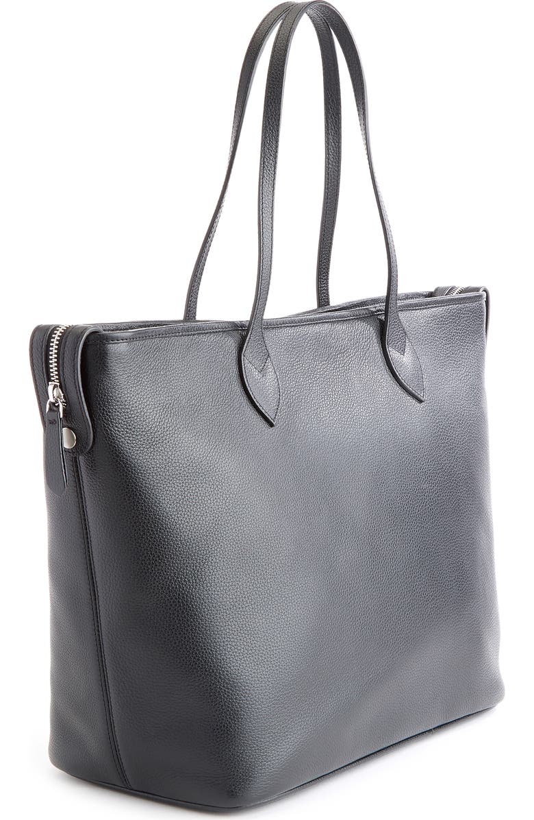 ROYCE New York Personalized Leather Tote with Wristlet, Alternate, color, Black- Deboss