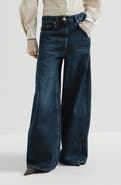 Brunello Cucinelli Authentic denim wide trousers with monili