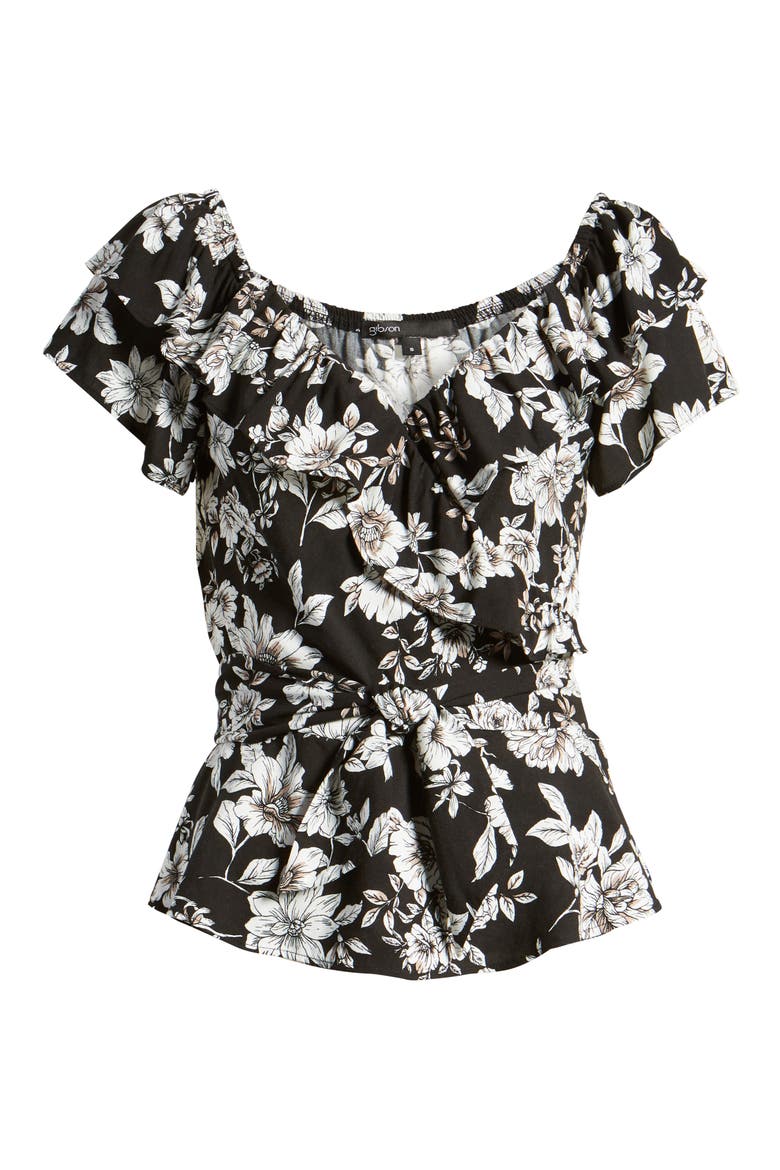 Gibson x Hot Summer Nights Two Peas Ruffle Wrap Top (Nordstrom Exclusive), Alternate, color, CRYSTAL VISION