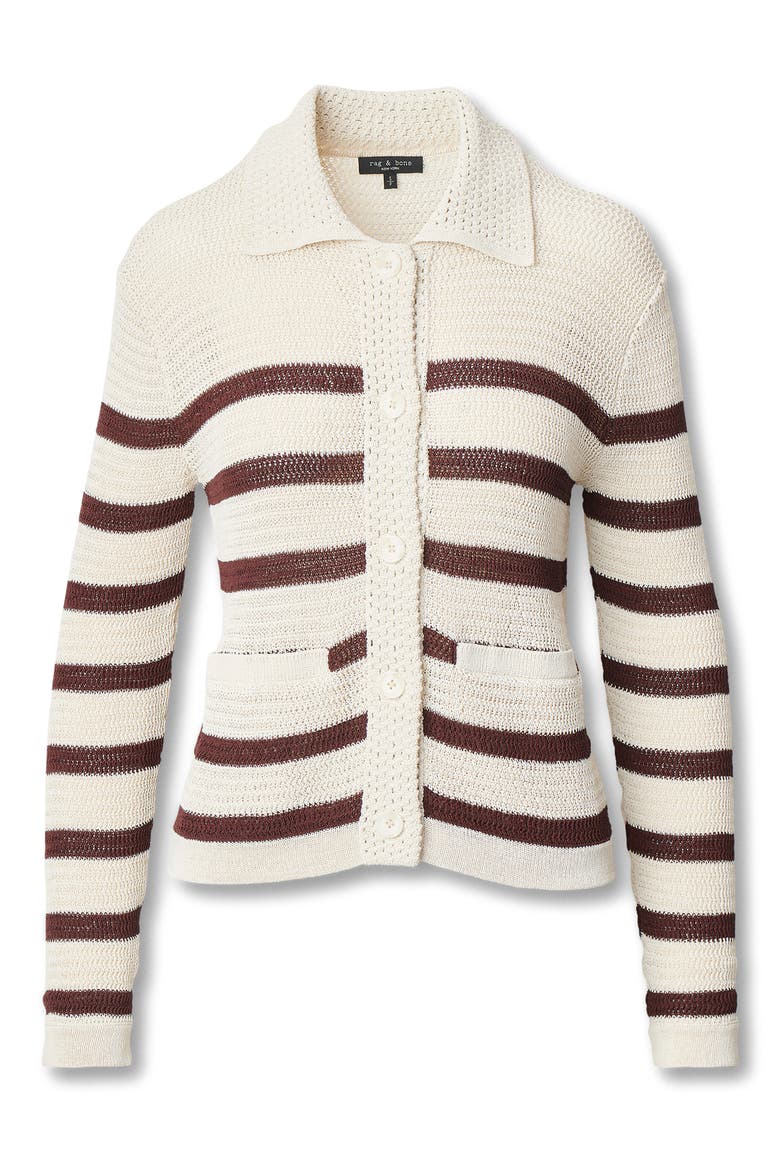 Costi Stripe Cotton Blend Cardigan, Alternate, color, IVORY MULTI