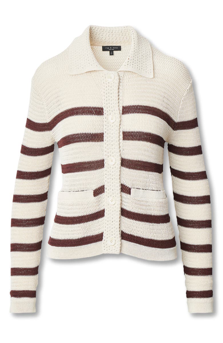 rag & bone Costi Stripe Cotton Blend Cardigan, Alternate, color, Ivory Multi