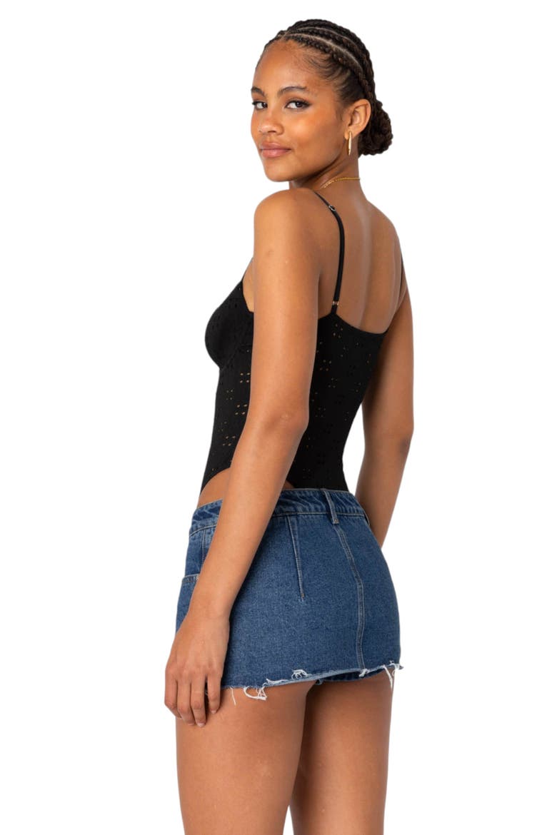 Raven Eyelet Embroidered Bodysuit, Alternate, color, BLACK