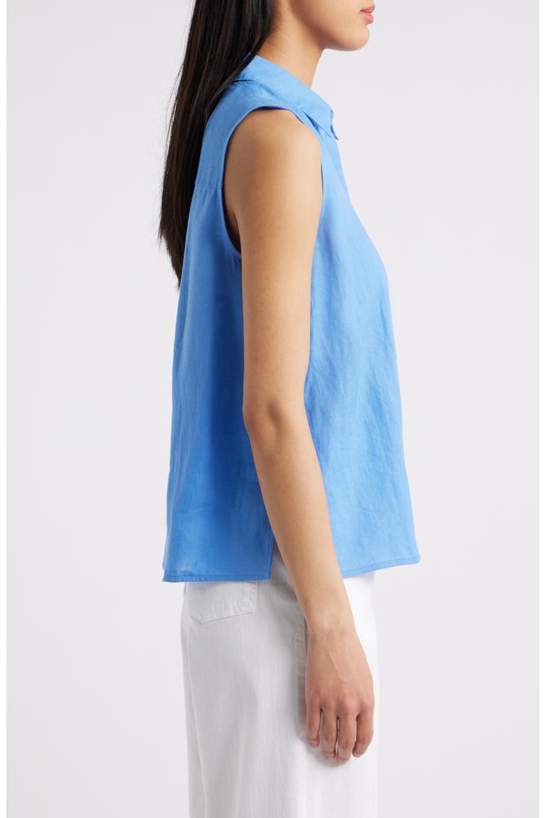 Classic Sleeveless Organic Linen Button-Up Shirt, Alternate, color, ULTMA
