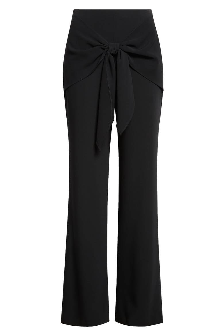 Lilas Tie Front Flare Leg Pants, Alternate, color, BLACK