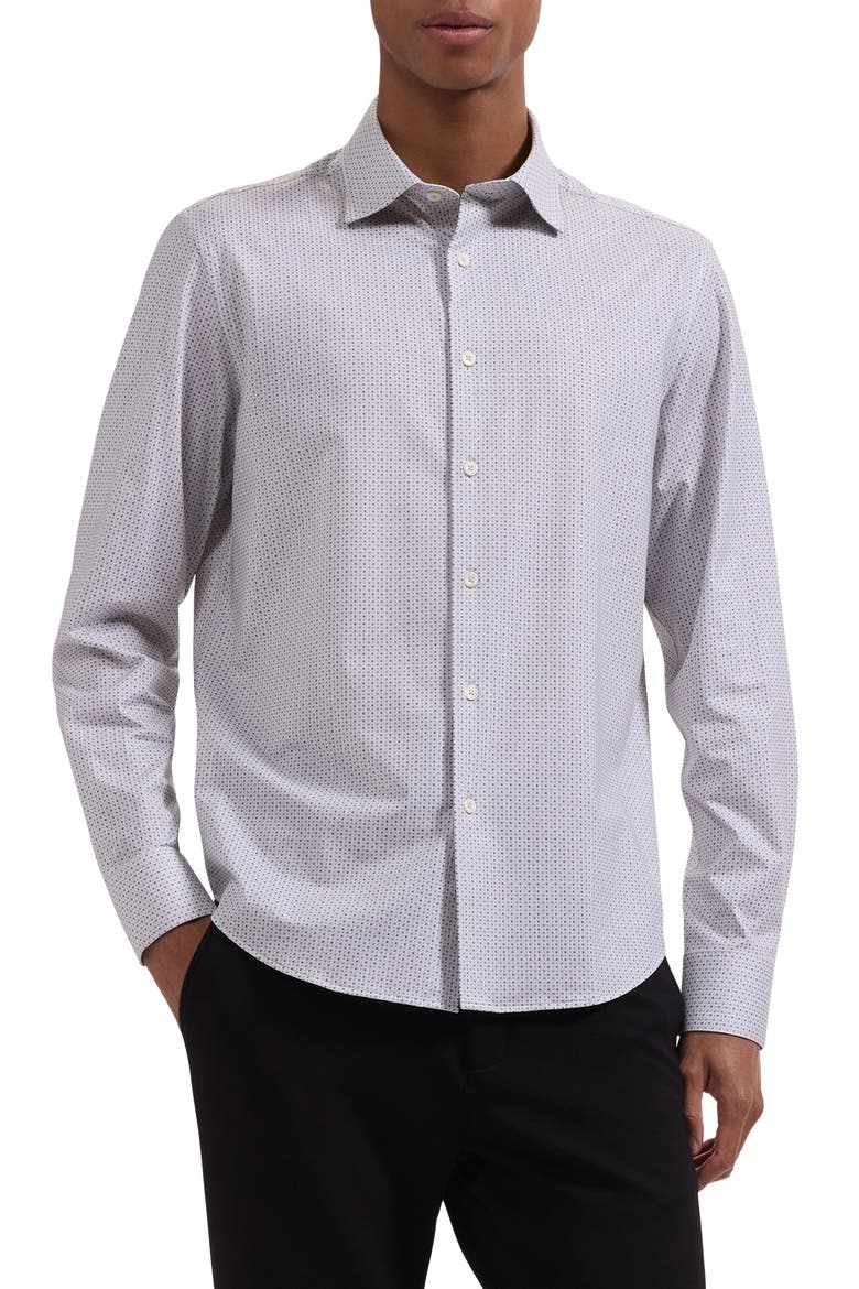 James OoohCotton® Geometric Print Button-Up Shirt, Main, color, LIMESTONE