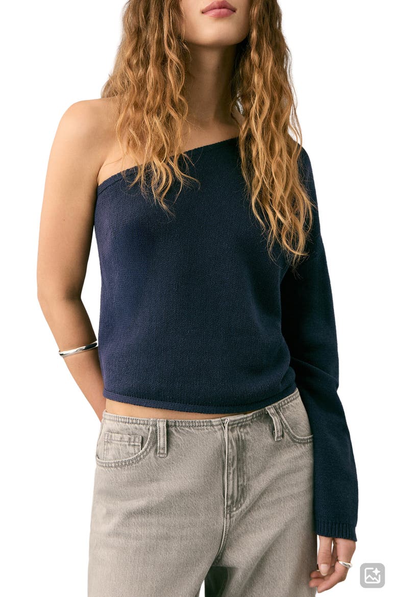 One-Shoulder Sweater, Main, color, NAVY