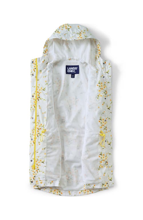 Lands' End Squall Packable Waterproof Raincoat In Crisp White Sweet Mango Floral