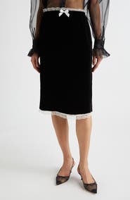 Tanner Fletcher Gender Inclusive Celerie Lace Trim Velvet Slip Skirt