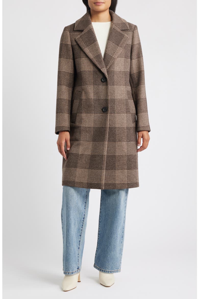 Wool Blend Coat, Main, color, TAUPE GLEN PLAID