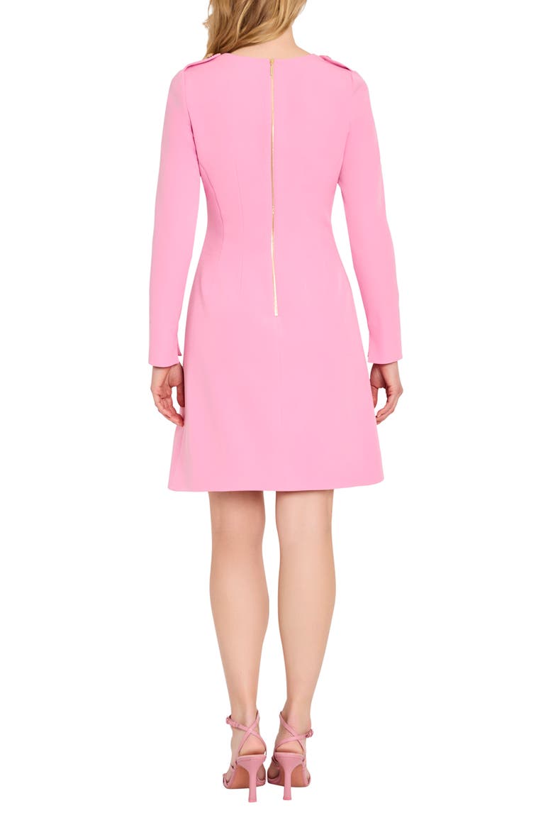 Long Sleeve Crepe Sheath Dress, Alternate, color, FLAMINGO