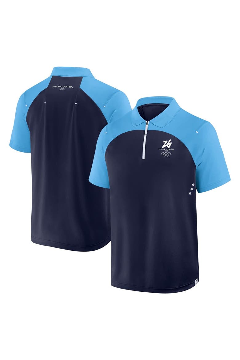 Men's Fanatics Navy Milano Cortina 2026 Winter Olympics Tech Raglan Quarter-Zip Polo, Main, color, Navy