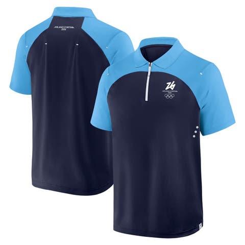 Men
s Fanatics Navy Milano Cortina 2026 Winter Olympics Tech Raglan Quarter-Zip Polo