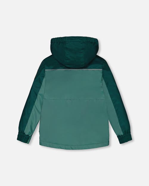 Deux Par Deux Little Boy's Colorblock Mid-season Jacket Forest Green And Emerald In Forest Green And Emerald