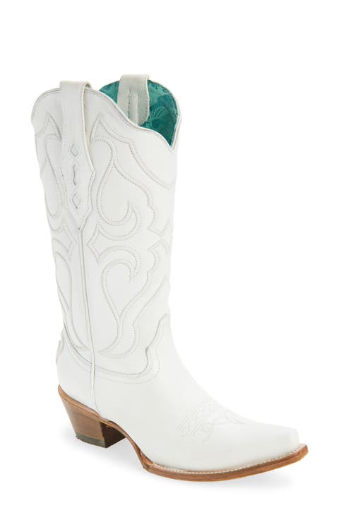 Embroidered Mid Calf Western Boot (Women)