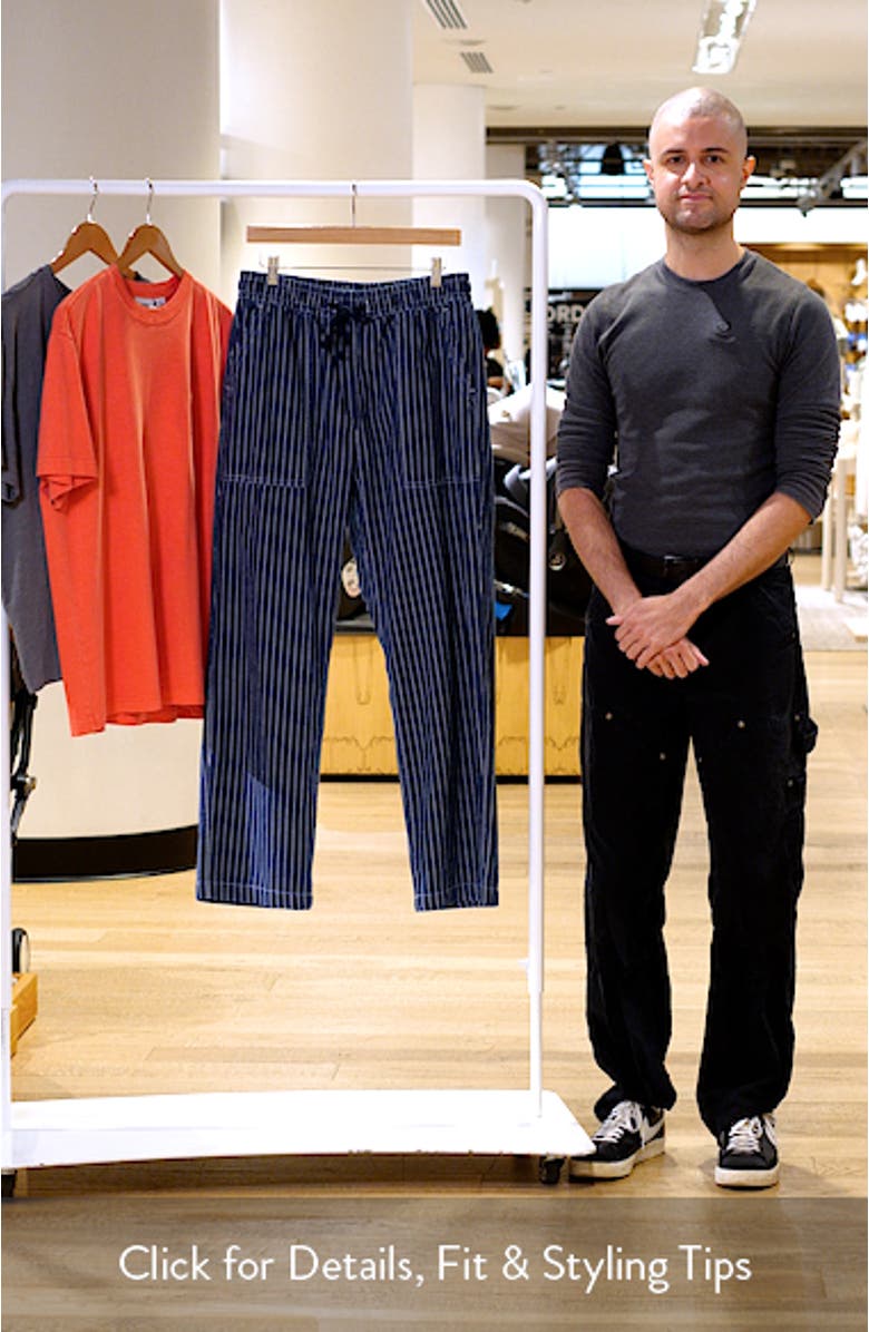 Pinstripe Denim Drawstring Chef Pants, sales video thumbnail