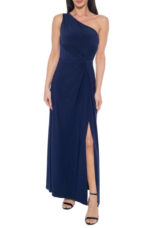 One-Shoulder Front Twist A-Line Gown