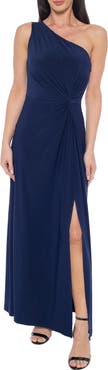 Marina One-Shoulder Front Twist A-Line Gown