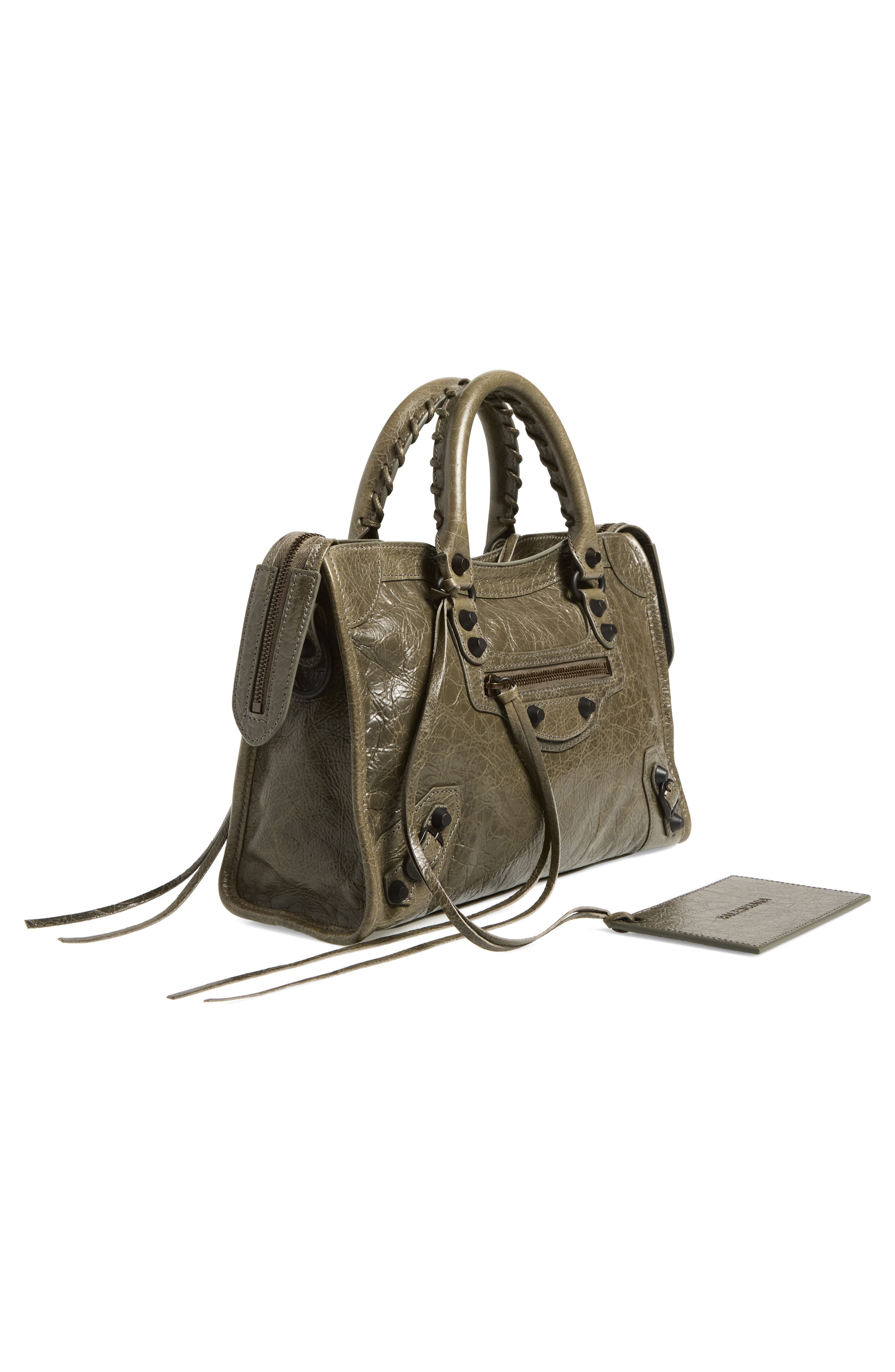 Small Le City Arena Leather Top Handle Bag, Alternate, color, 3258 ARMY GREEN