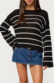 EDIKTED Stripe Drop Shoulder Sweater