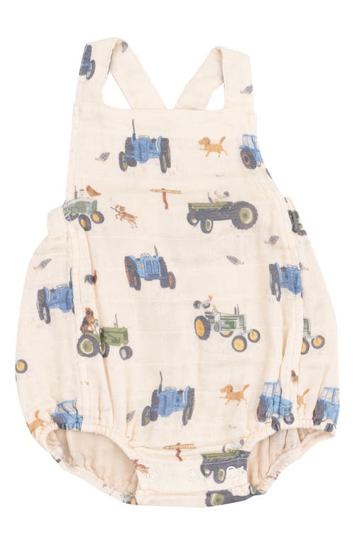 Angel Dear Tractors 'n Friends Organic Cotton Muslin Bodysuit In Ivory