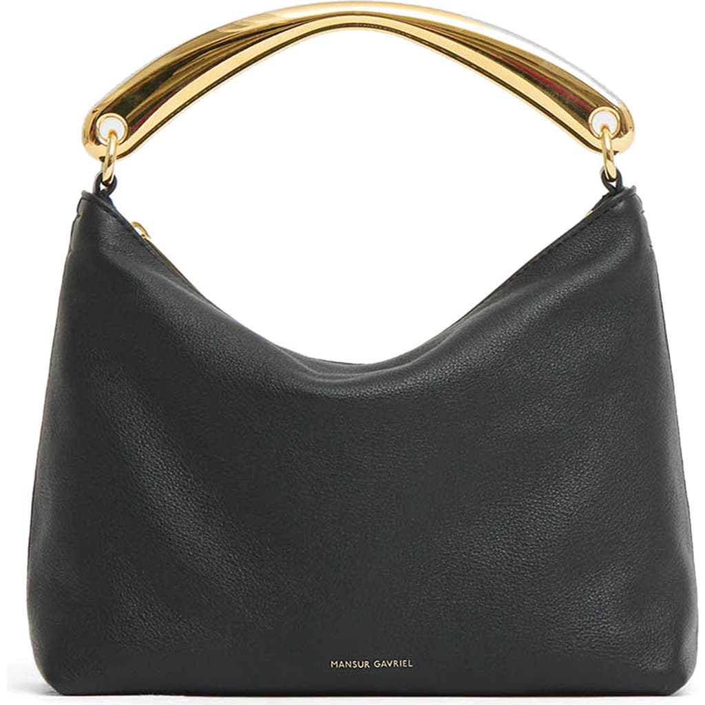 Mansur Gavriel Hera Metal Handle Leather Bag In Black