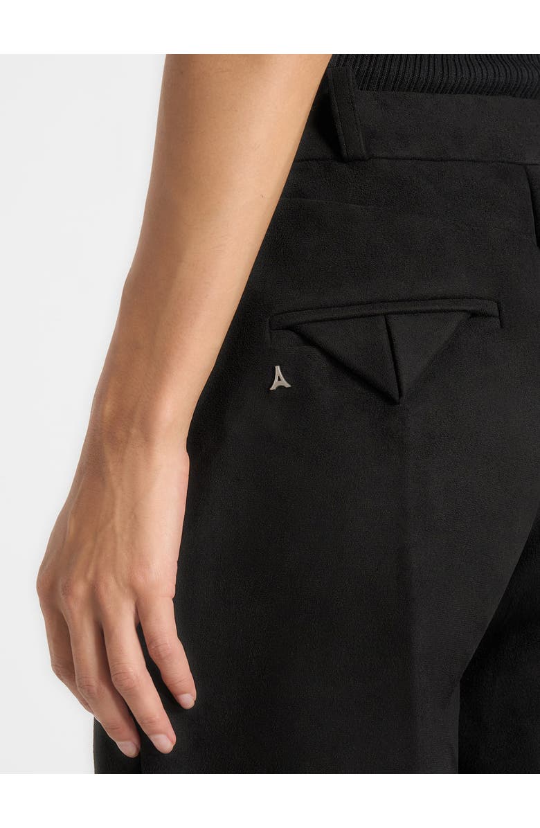 Manière De Voir Solene Suede Wide Leg Pleated Trousers, Alternate, color, Black