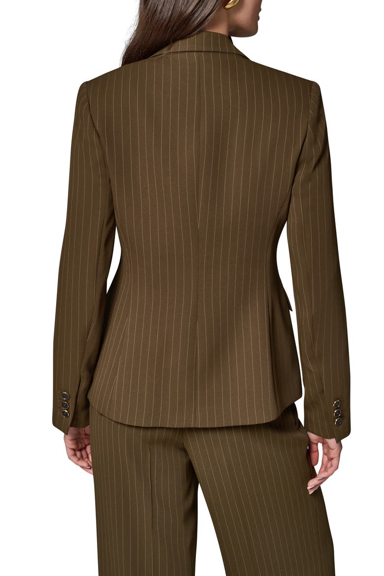 Pinstripe Double Breasted Blazer, Alternate, color, OLVE BRINE