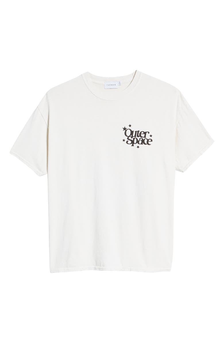 Topman Men's Oversize Outer Space Cotton Graphic Tee, Alternate, color, Stone